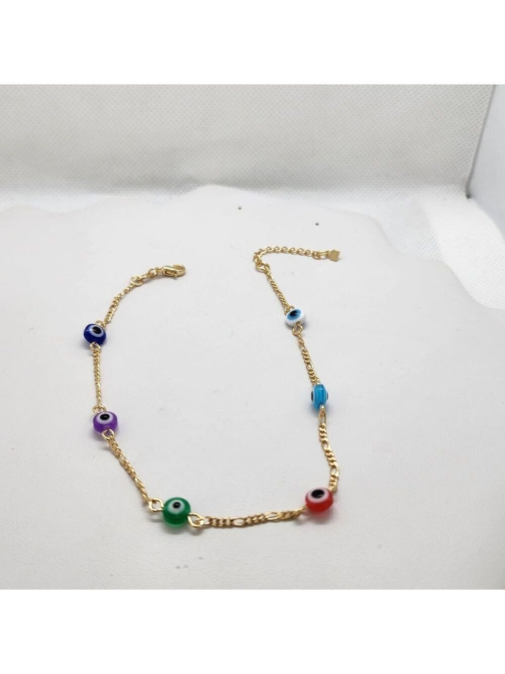 Brand New Brazilian 18k Multi Color Evil Eye Anklet